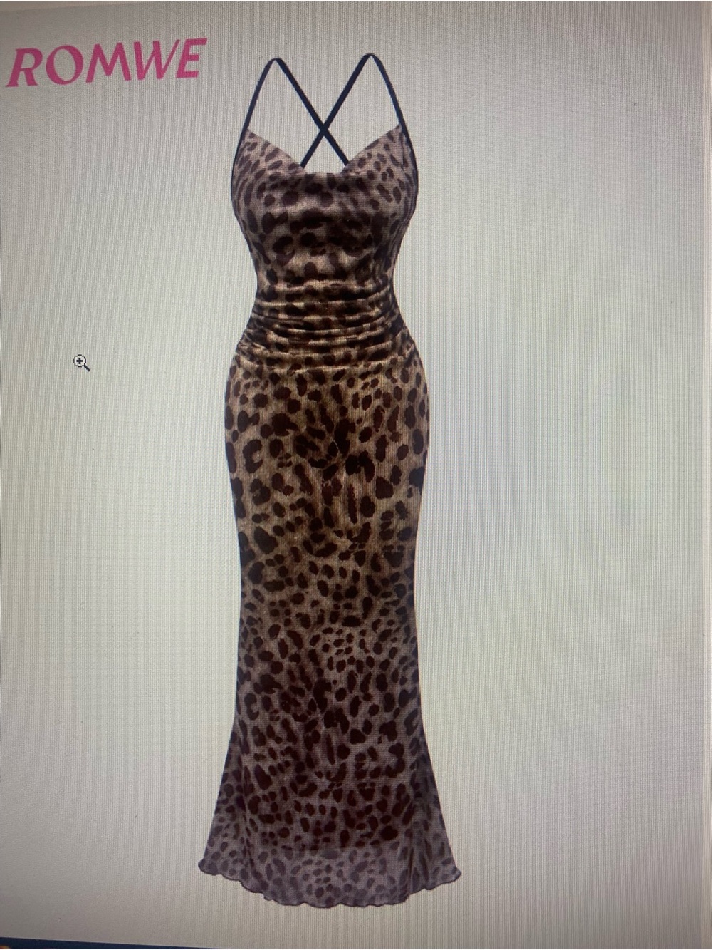 ROMWE Leopard-Print Maxi Slip Dress in Brown and Black